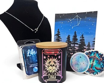 Libra Gift Box Set | 100% Soy | Vegan | Zodiac | Candles | Art Prints | Occult | Astrology | Handmade