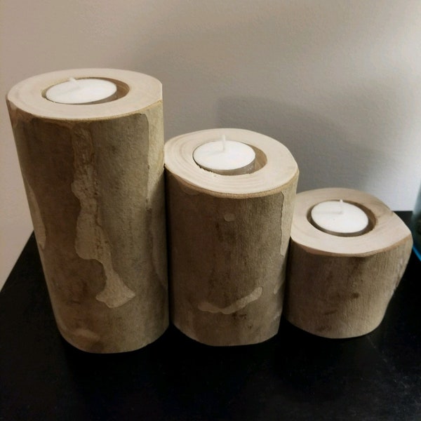 3 Teir Log Candleholder