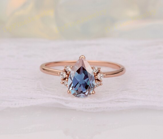 Dainty Promise Ring Pear Shape 9x6mm Alexandrite Ring | Etsy