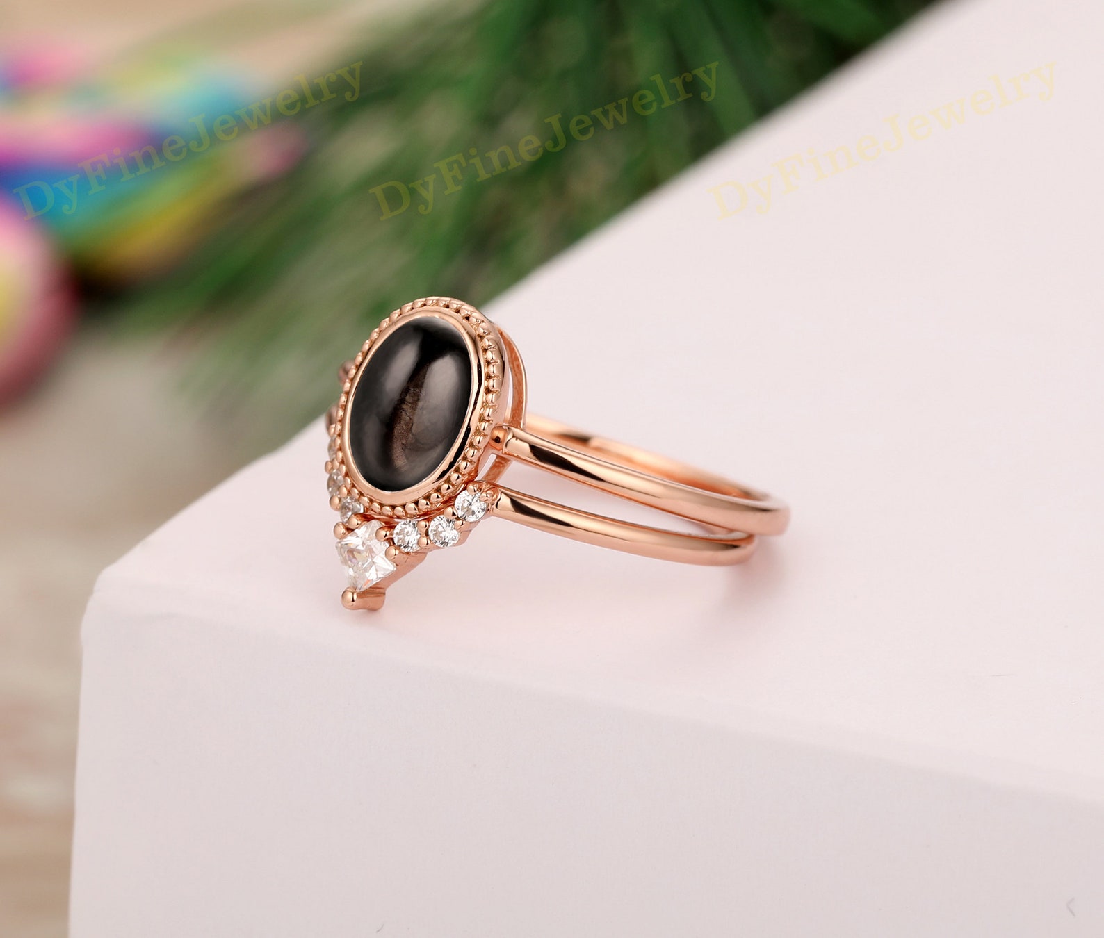 Birthday Gift Ring For Lover 7x9mm Cabochon Cut Natural Black Etsy