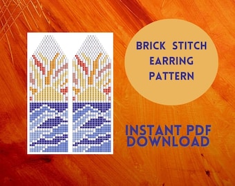 Seed Bead Fringe Earring Pattern - Sunset over water