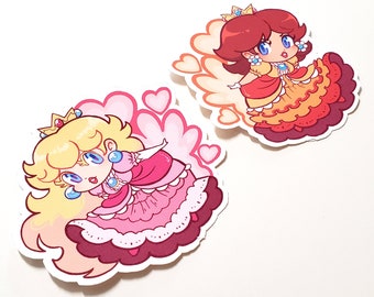 3" Peach and Daisy Hip Bump Sticker