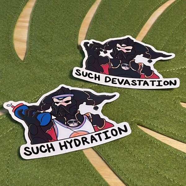 SUCH DEVASTATION/HYDRATION 3” stickers