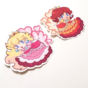 3" Peach and Daisy Hip Bump Sticker