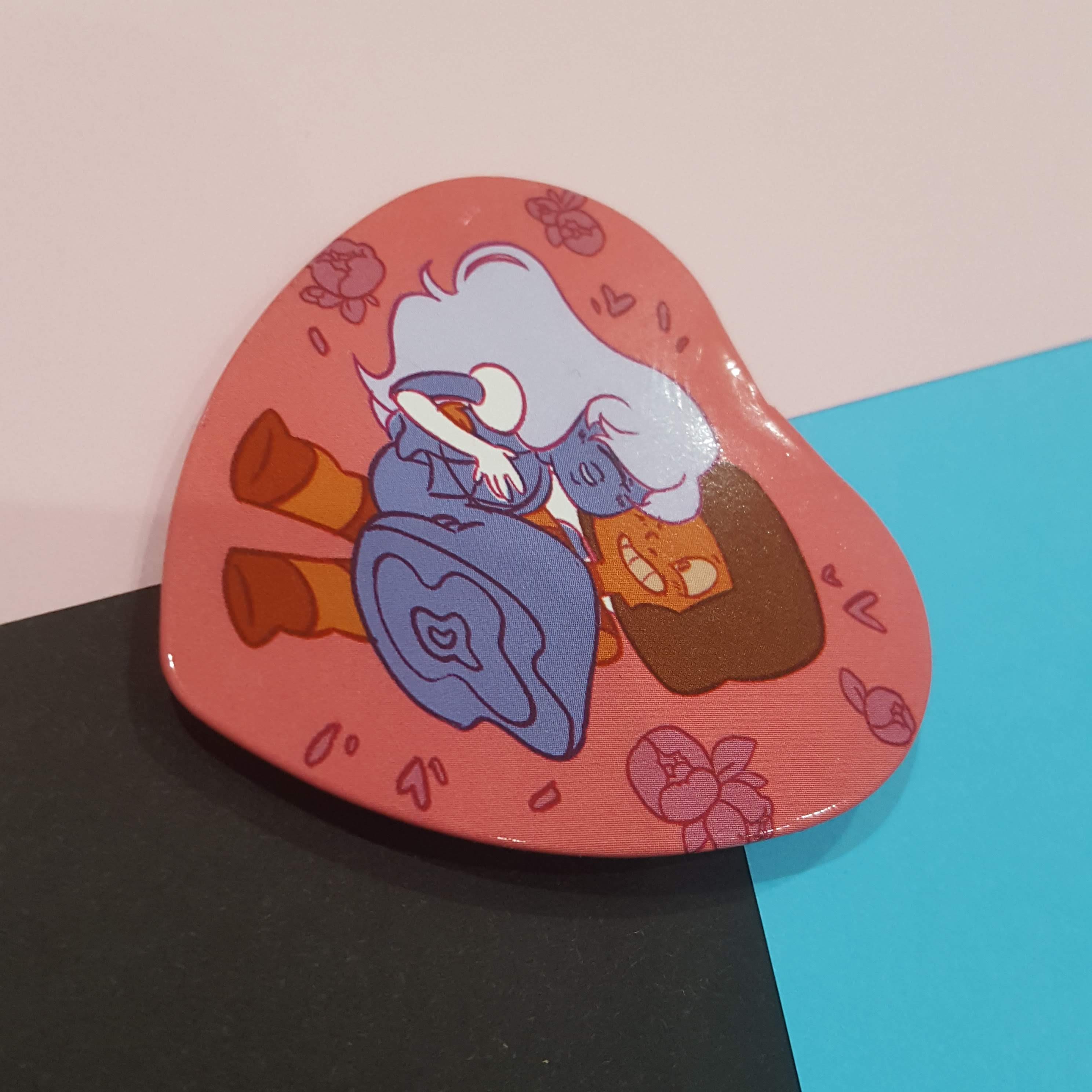 Ruby and Sapphire Heart Shaped Button - Etsy