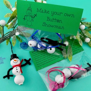 Maak je eigen sneeuwpop-set met knopen - kerstboomversiering - cadeau kerstleraar - activiteit krat kerstavond - cadeaukaartje aanwezig