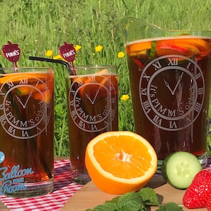 It's Pimm's o'clock Engraved Hi-Ball Glass and Jug