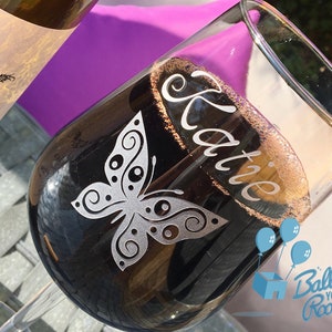 Personalised Butterfly - Engraved Wine Glass