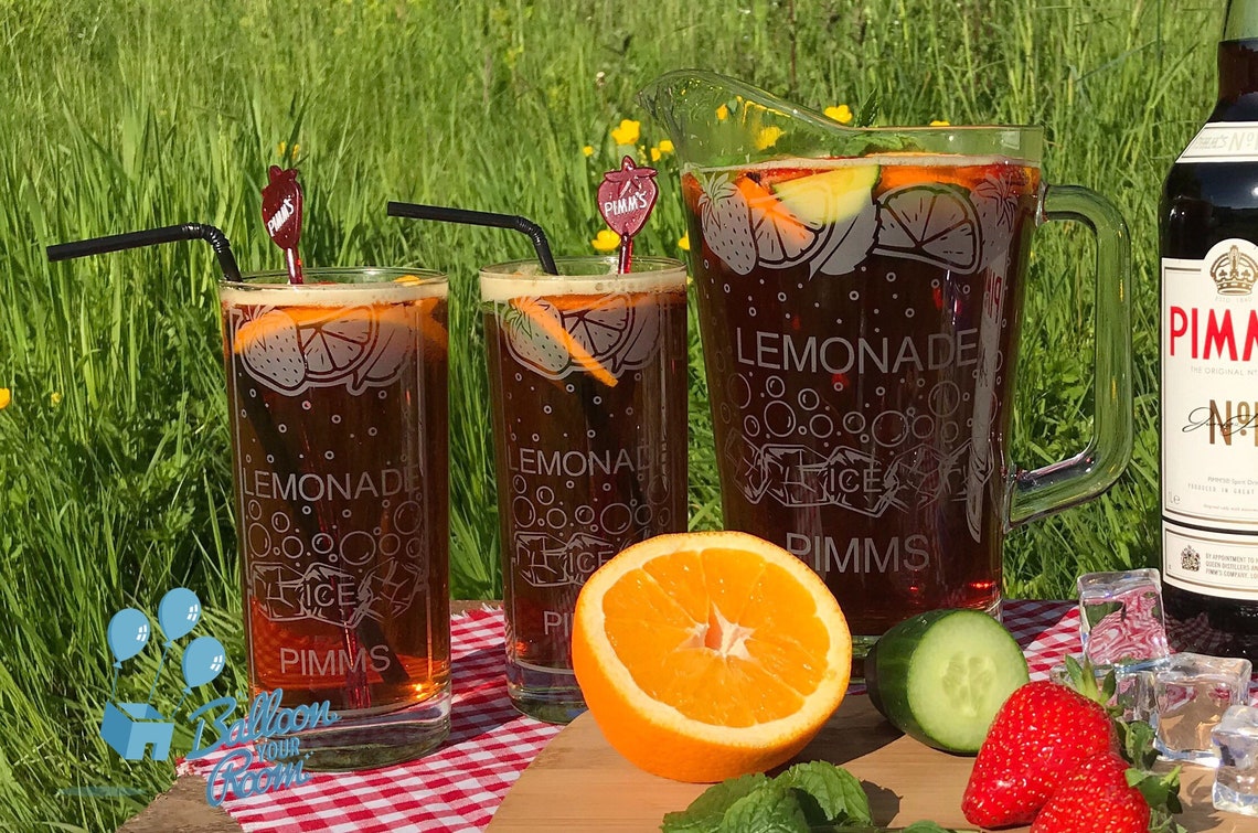 Pimm's and Lemonade Engraved Hiball Glass and Jug Etsy