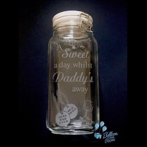 A sweet a day whilst Daddy&#39;s/Mummy&#39;s away - Deployment Survival Countdown - Army - RAF - Marines - Engraved Sweet Jar