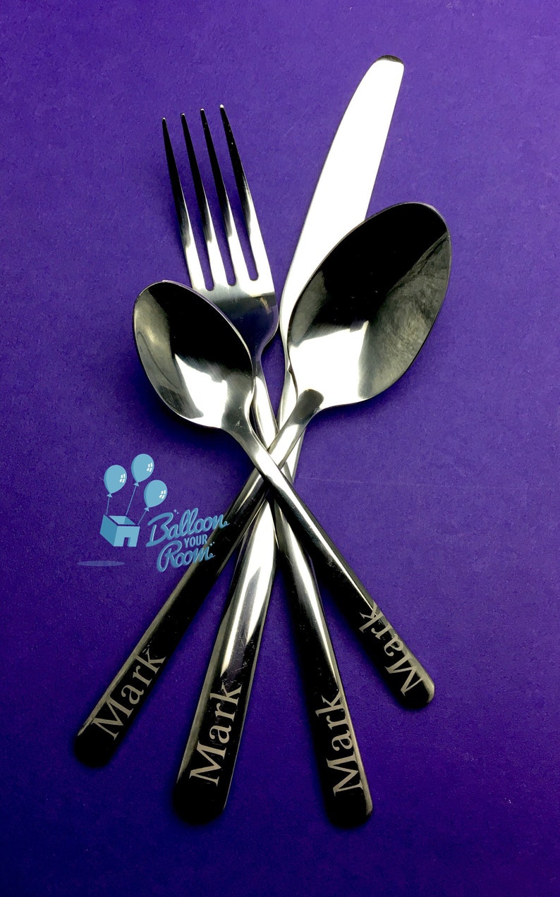 Engraved Cutlery Knife Fork Spoon Teaspoon Etsy
