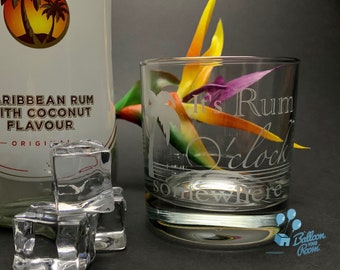 It's Rum O'clock somewhere - Engraved Low-Ball Glass - Rum Glass