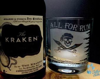 All For Rum Rum For All - Engraved Low-Ball Glass - Rum Glass