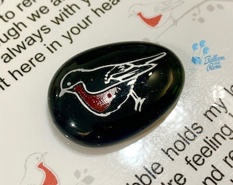 Engraved Robin Pocket Pebble - In Loving Memory - Memorial Keepsake Pebble