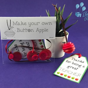 Make Your Own Button Apple Kit -  Teacher Apreciation Gift - Christmas Teacher Gift