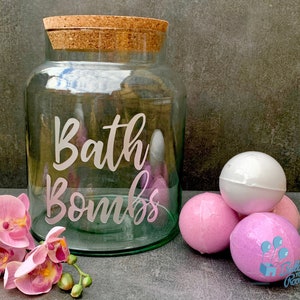 Engraved 5 litre Bath Bomb Storage Jar with Cork Lid - Personalised Jar