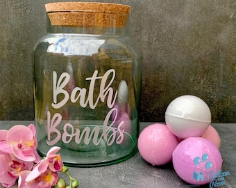 Engraved 5 litre Bath Bomb Storage Jar with Cork Lid - Personalised Jar