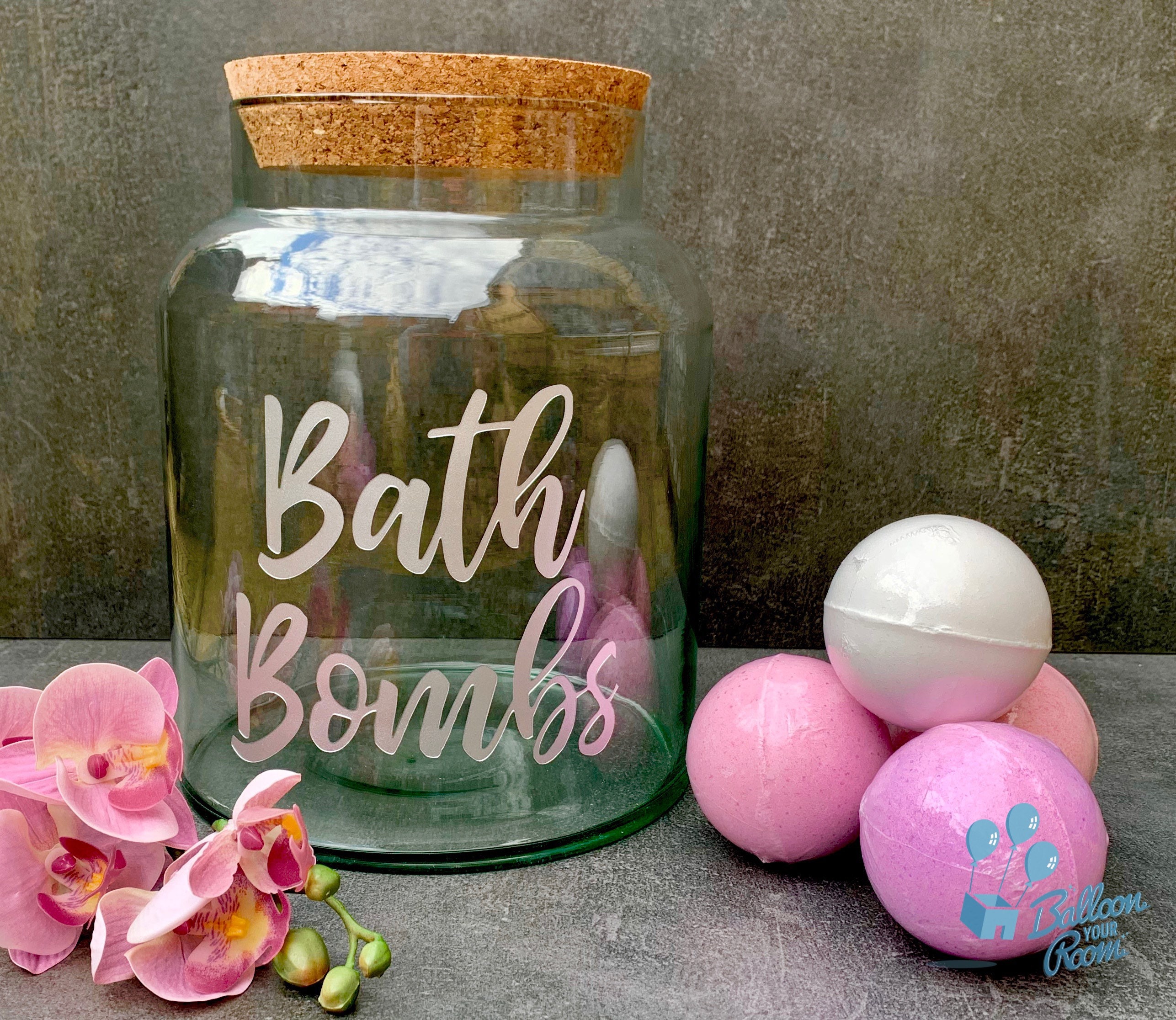 Engraved 5 Litre Bath Bomb Storage Jar With Cork Lid Personalised