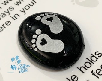 Engraved Footprints Pocket Pebble - In Loving Memory - Memorial Keepsake Pebble