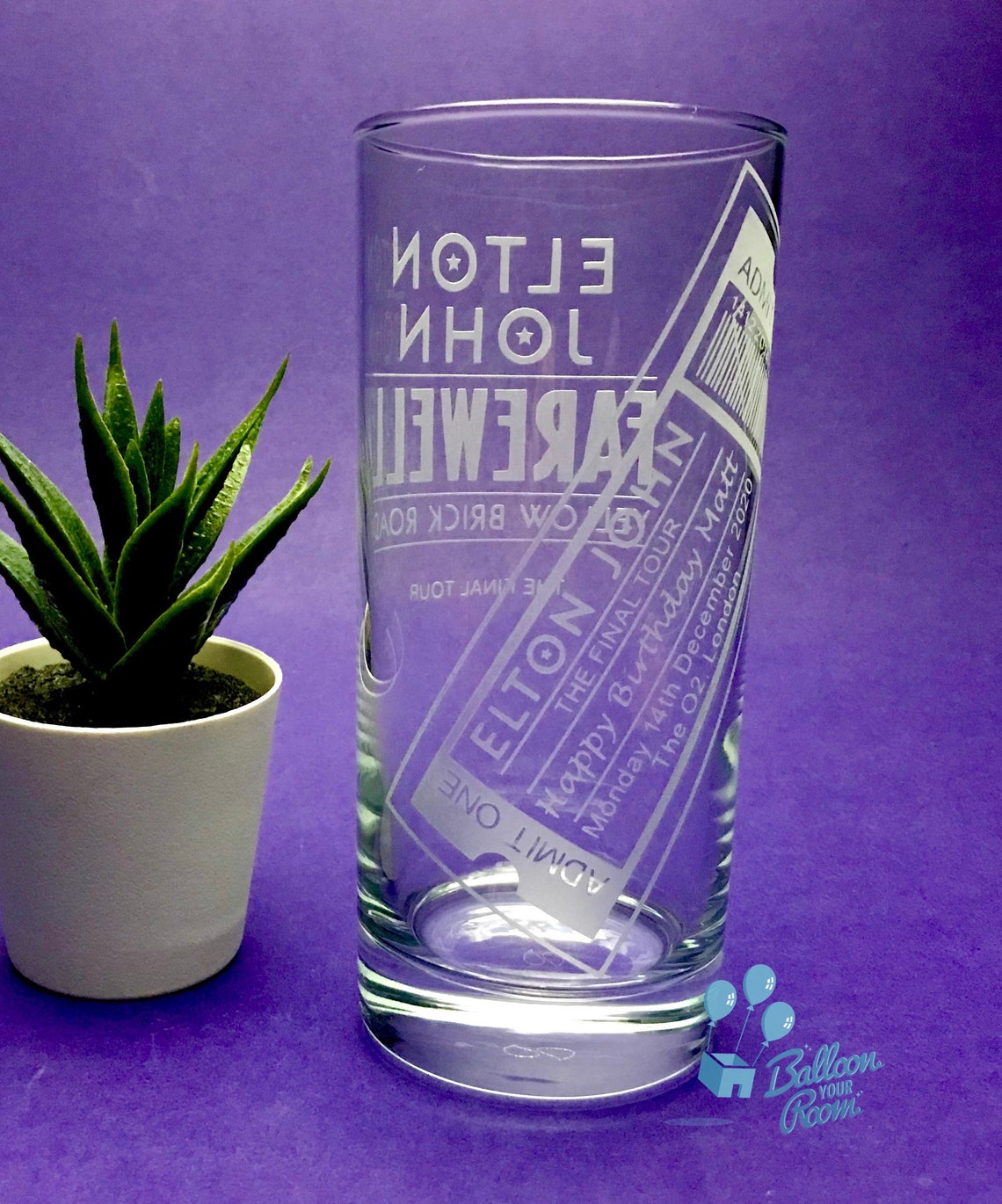 Personalised Ticket Glass Engraved Hi-ball Glass Concert - Etsy