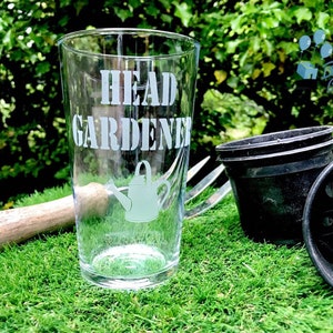 Head Gardener - Father&#39;s Day - Engraved Pint Glass