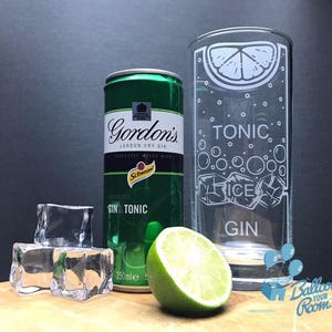 Gin and Tonic Engraved Hi-Ball Gin Glass