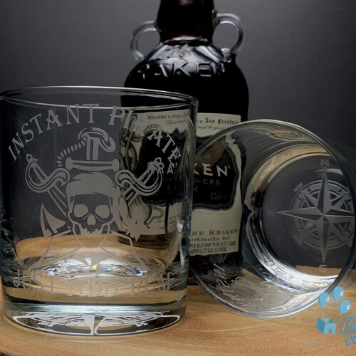 Instant Pirate Just Add Rum Engraved Lowball Glass Rum Etsy
