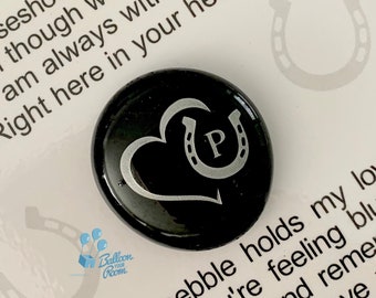 Engraved Horseshoe Print Pocket Pebble - In Loving Memory - Horse Memorial Keepsake Pebble