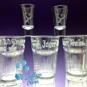 Jäger Soda and Shot Glass - Jump on the Jäger Train Choooo Choooo!!! - Engraved Soda and Shot Glass
