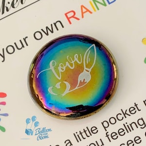 Pocket Pebble - Paint Your Own Rainbow - Engraved Pocket Pebble - Keepsake Pebble - Support Gift