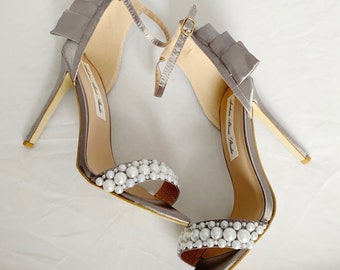 high heels with pearls