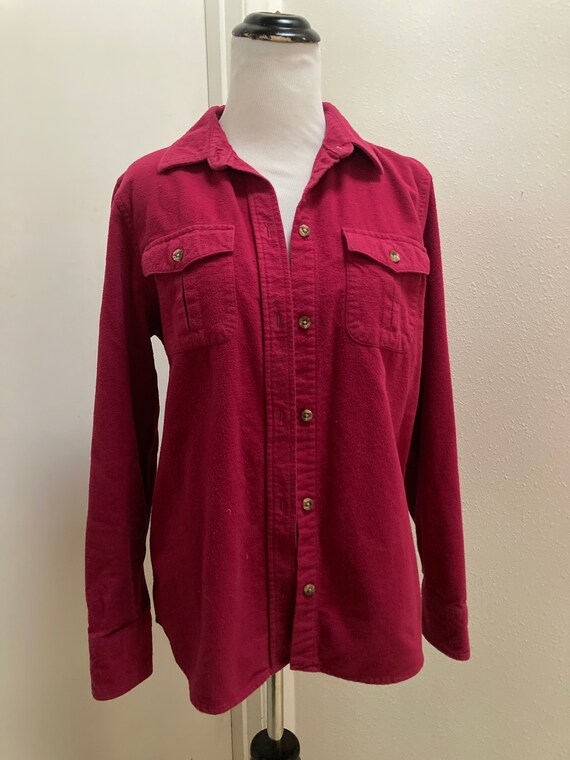 LL Bean Flannel Shirt - fuchsia, Womens Small - image 1