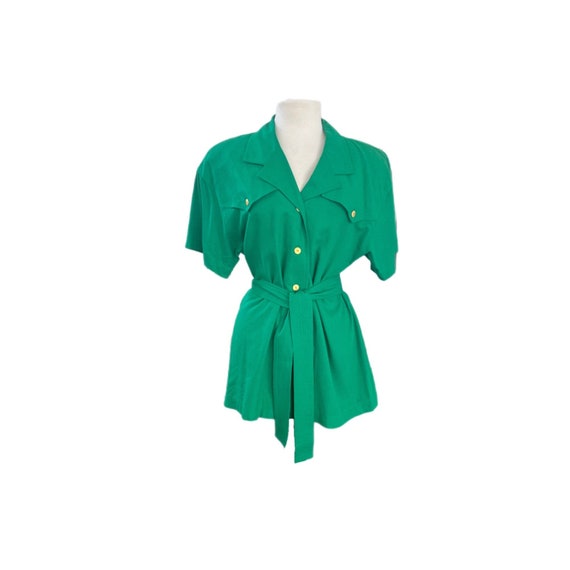 90s Green Liz Claiborne Sport Button Up Belted To… - image 1