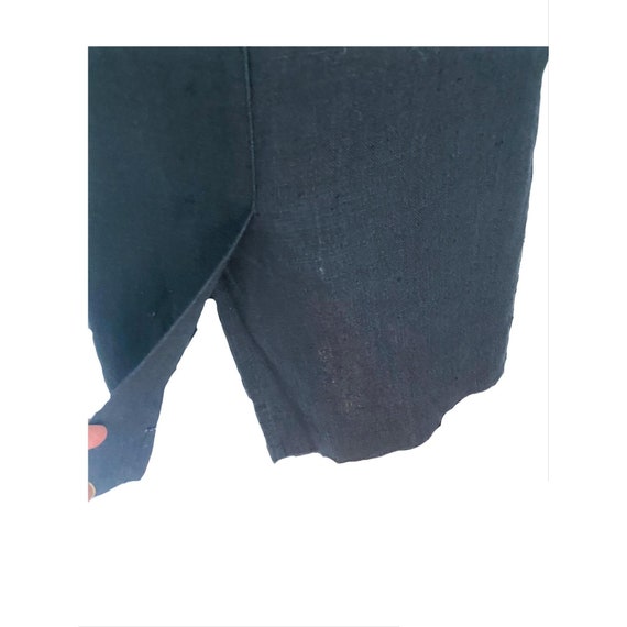 Vintage Black Linen Button Front Skirt | Size 10 - image 4