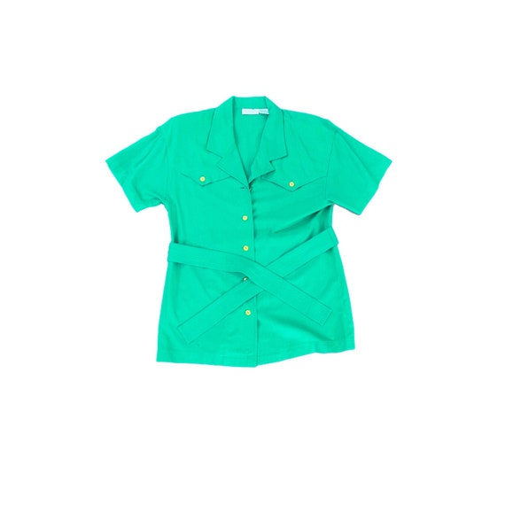 90s Green Liz Claiborne Sport Button Up Belted To… - image 5