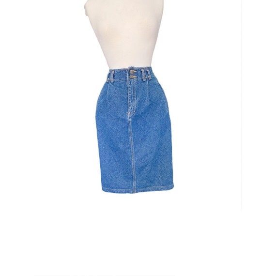 Vintage LizWear Denim Pencil Midi Skirt | 10 Peti… - image 1