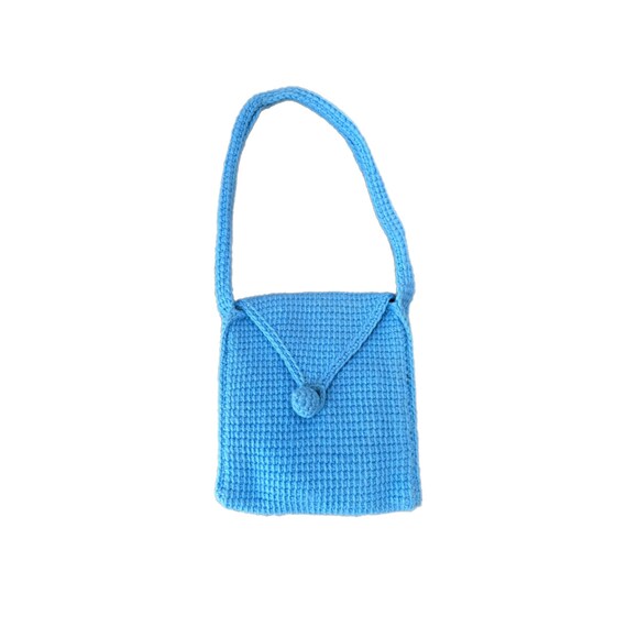 Vintage Handmade Baby Blue Crochet Purse - image 1