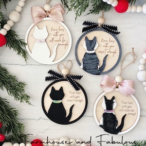 Ornement commémoratif de chat SVG, Ornement de Noël de chat, Cadeau pour amoureux des chats, Ornement de perte d’animaux de compagnie, Fichier laser SVG de Noël, Fichier SVG Glowforge