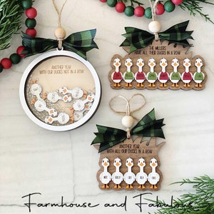 Adorno navideño de patos en fila SVG, adorno familiar personalizado en archivo láser Glowforge, regalo para amigos, compañeros de equipo, compañeros de trabajo, maestros