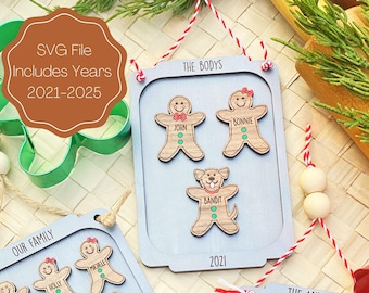 2025 Christmas Ornament SVG, Gingerbread Ornament, Personalized Family Ornament, Christmas SVG, Laser File, Glowforge SVG File, Digital File