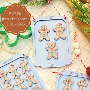 2024 Christmas Ornament SVG, Gingerbread Ornament, Personalized Family Ornament, Christmas SVG, Laser File, Glowforge SVG File, Digital File