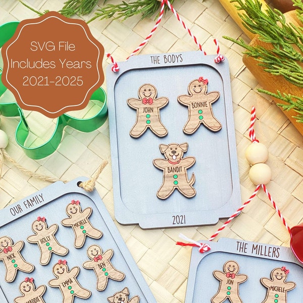 2023 Christmas Ornament SVG, Gingerbread Ornament, Personalized Family Ornament, Christmas SVG, Laser File, Glowforge SVG File, Digital File