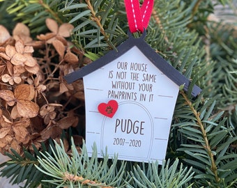 Memorial Dog Ornament, Personalized Customized Pet Ornament, Pet Loss Christmas Ornament, Gift for Pet Owner, In Memory Gift