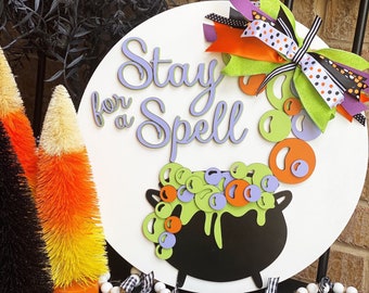 Halloween Round Sign SVG File, Laser File, Glowforge SVG File, Witch Sign, Frontporch Welcome Round Sign SVG, Instant Digital Download