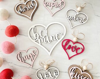 File di taglio laser ornamenti di San Valentino, parole del piatto di San Valentino, file Glowforge, file SVG laser di San Valentino, file laser di parole di San Valentino