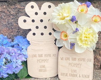 Archivo SVG personalizado del soporte de flores del Día de la Madre, Archivo láser, Archivo SVG Glowforge, Regalo para mamá, Regalo de niños, Descarga digital instantánea