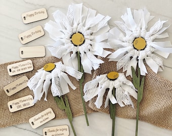 Rag Tie Flower Craft, Archivo SVG de flor del Día de la Madre, Archivo láser, Archivo SVG Glowforge, Regalo para mamá, Regalo de niños, Macrame Flower DIY