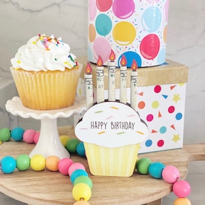 Birthday Cake Money Holder SVG File, Birthday Gift, Personalized Birthday Gift, Birthday Cake SVG, Laser File, Glowforge SVG File, Cupcake image 2
