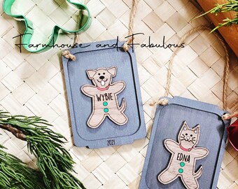 2025 Dog Ornament, 2025 Cat Ornament, Personalized Pet Ornament, Gingerbread Ornament, Christmas Ornament