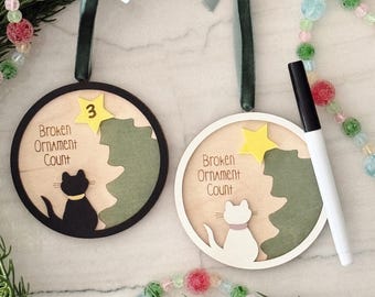 Broken Ornament Count Cat Ornament SVG, Cat Christmas Ornament, Gift for Cat Lover, Pet Ornament, Christmas SVG Laser File, Glowforge File